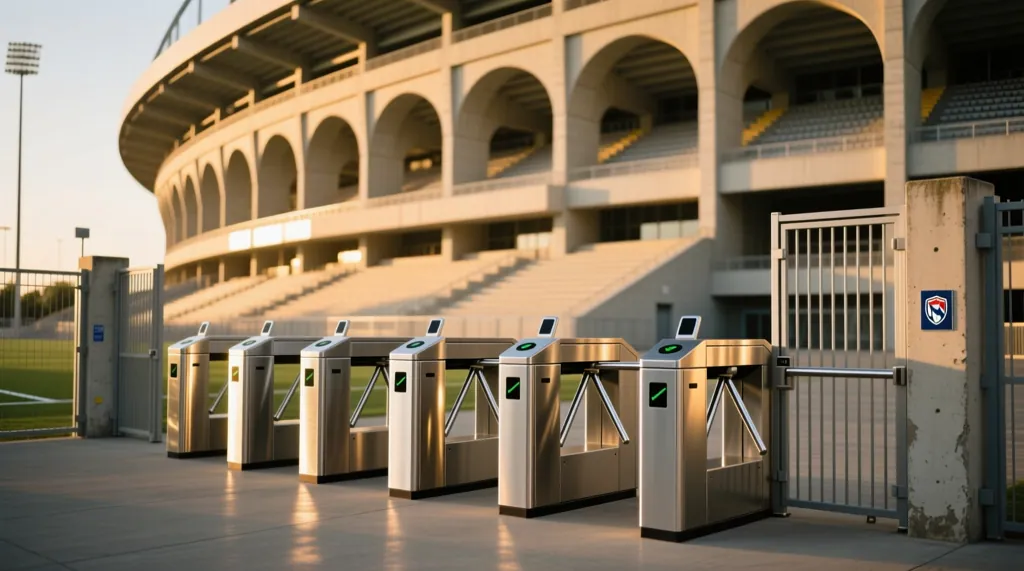 Turnstiles at the entrance to a ground
